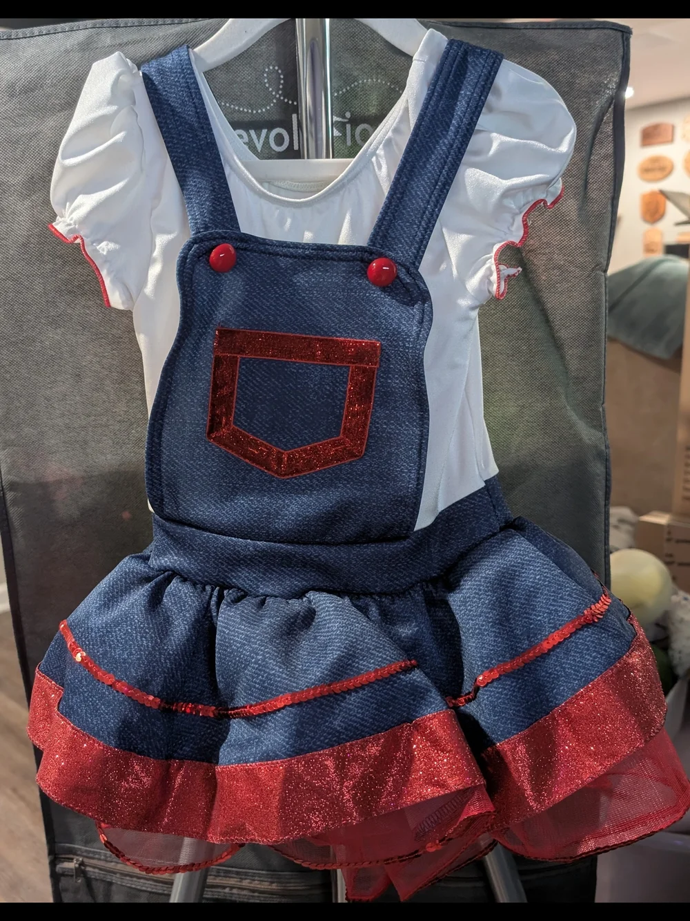 Weissman Cotton Eye Joe Kids Cowgirl Costume - White, Red, Blue